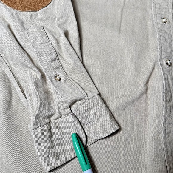 Vintage Shooting Shirt Men's Size L Leather Shoulder Elbow Norman Shirtmakers - Picture 8 of 12